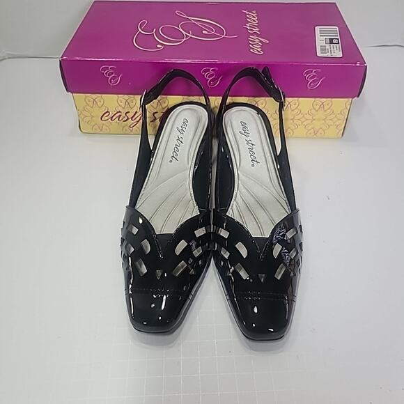 Easy Street Black Patent Slingback Pumps – Kitten/Block Heel – Women’s Sz 7 - Picture 3 of 10